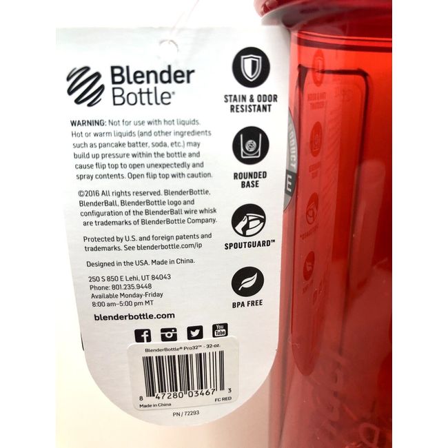 Blender Bottle Pro 32 Red--32 Oz