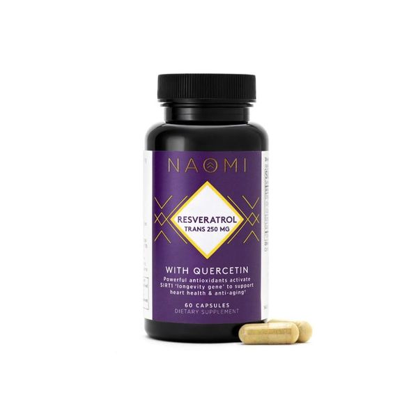 NAOMI Organic Trans Resveratrol Supplement 250mg with Quercetin, Muscadine Grapes, Antioxidant Support, High Absorption, 60 Veggie Capsules