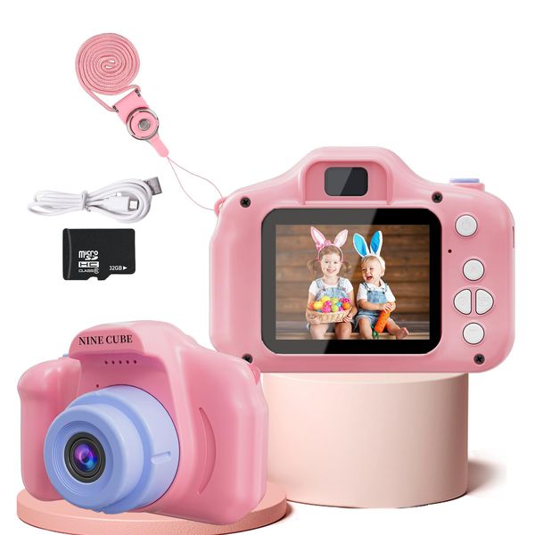 NINE CUBE Kids Camera, Toys Camera for Kids,Christmas Birthday Gifts for Girls Age 3 4 5 6 7, Toddler Camera 3 Year Old, Kids Digital Camera for Girls with 32GB SD Card