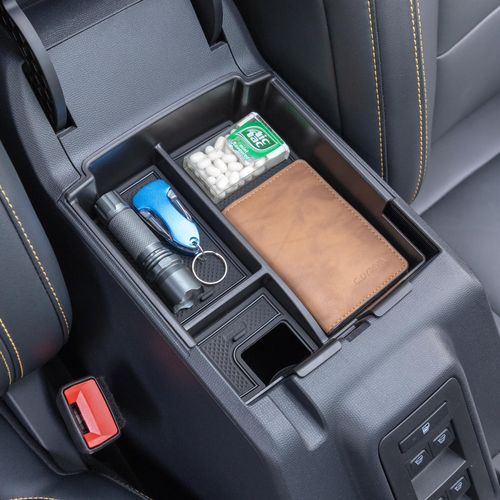 TOPINSTALL 2025 Upgraded Tray Compatible with Ford Bronco 2025 4-Door, Full Size Bronco Center Console Organizer Armrest Storage Box Plastic Black (Not for 2-Door & Bronco Sport)