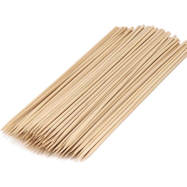 100 Pcs Bamboo Sticks Wooden Barbecue Skewers Sticks for BBQ Kebabs Fruit Meat Made of Natural Bamboo skewers, Biodegradable, Durable and Environmentally Friendly