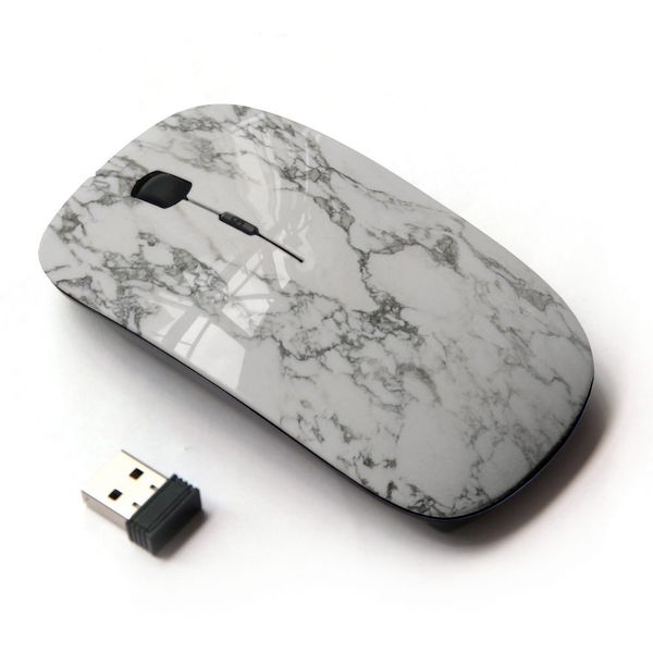 Graphic4You Gray Marble Pattern Stone Design Ergonomic Wireless Mouse with Nano Receiver