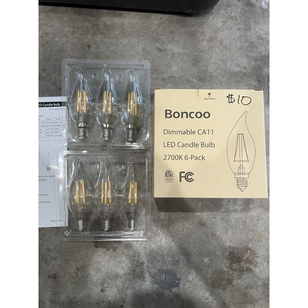 Boncoo Dimmable CA11 LED Candle Light Bulb 2700K (6-pack)