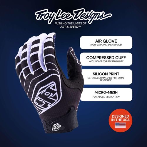 Troy Lee Designs X Oakley Vision Air Glove for Mountain Bike/BMX/Motorcycle/Dirtbike, Breathable, Silicon Grips AIR Glove; Blue MD