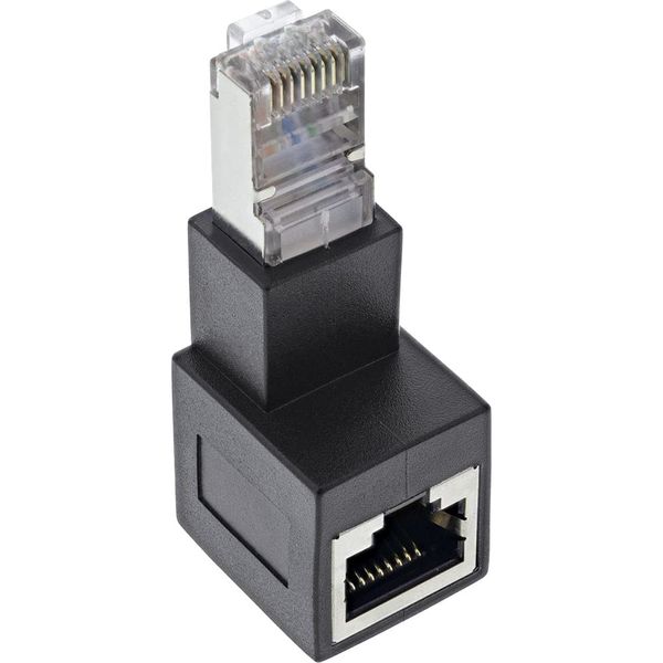 InLine® Patch Cable Adapter Cat.6A RJ45 Male/Female 90° Down Angled