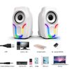 Speaker USB 3.5mm Stereo LED Lightweight Stereo Sound for PC Small (White)