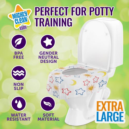 Toilet Seat Covers Disposable Value Pack - 22 Large Waterproof Potty Covers for Toddlers, Kids, and Adults by Mighty Clean Baby - 2 Packs of 11 Covers