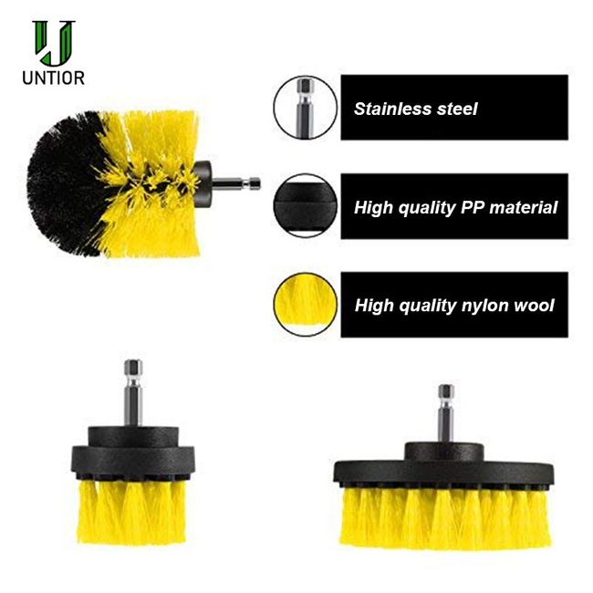 1 Set/3 PCS Electric Brush Kit Power Scrubber Pad Drill Cleaning Brush For  Carpet Glass Car Tires Nylon Brushes Scrubber Drill