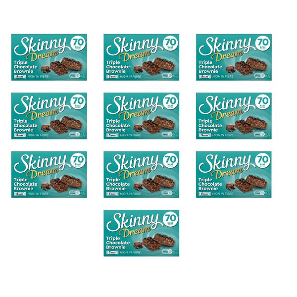 Skiny Dream Triple Chocolate Brownie Bars 5 Pack - Enjoy a Low Calorie Snack With These Special Edition Skiny Dream Cherry Bakewell Bars - Pack of 10