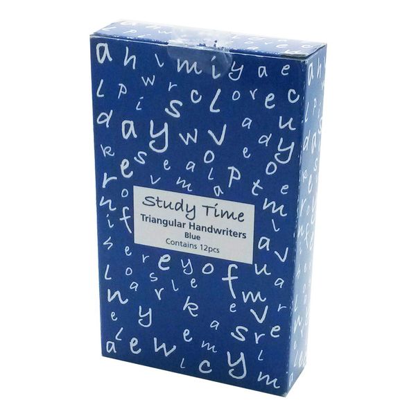 Study Time Triangular Handwriting Pens - Blue (Pack of 12)
