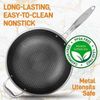 NutriChef 12'' Durable Wok Set with DAKIN Etching Non-Stick Coating - Silver
