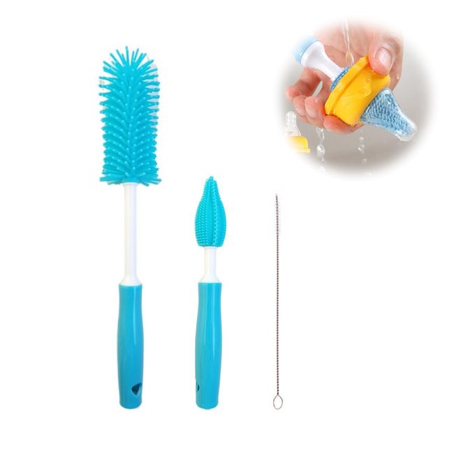 Doyime Bottle Brush, Cup Brush, Set of 3, Straw Brush, Small Mouth Bottle Cleaning Brush, Baby Bottle Brush, Cleaning Brush, Extra Fine Type, Long Tube Brush, Reusable, Antibacterial, Long Handle,