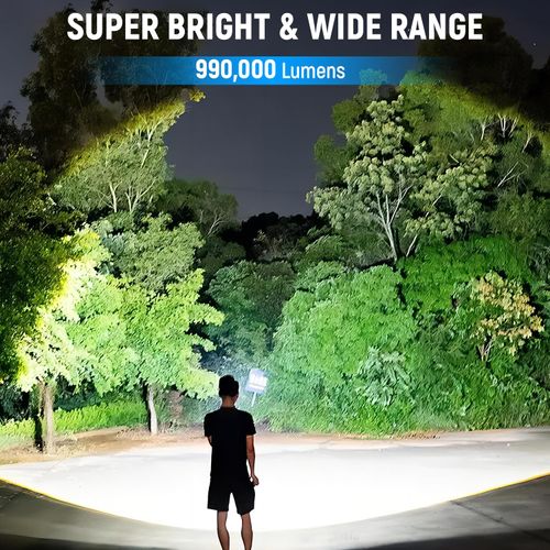 taoquwe Rechargeable LED Flashlights High Lumens(ΒATTERY Included), 990,000 Lumens Super Bright Flashlight, Powerful Waterproof Flash Light Multifunctional Flashlights for Home Camping