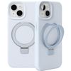 ZENIX DESIGN TECH iPhone 15 Pro Case, Magnetic Ring, Stand, Back Storage, Silicone, Compatible with Magsafe, ZX-softhinge (Blue Gray)