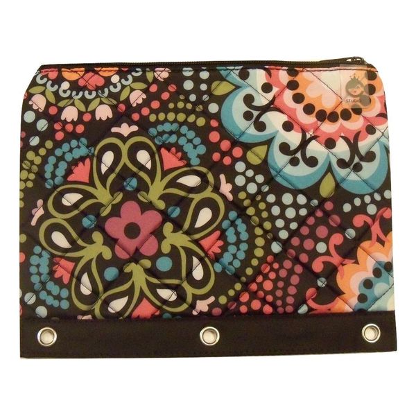 Carolina Pad Studio C Quilted Storage Pouch for Binders ~ Twilight Kaleidoscope (Kaleidoscope; 10" x 7.75"; Ringlets for Use in Binders; 1 Zipper Pocket)