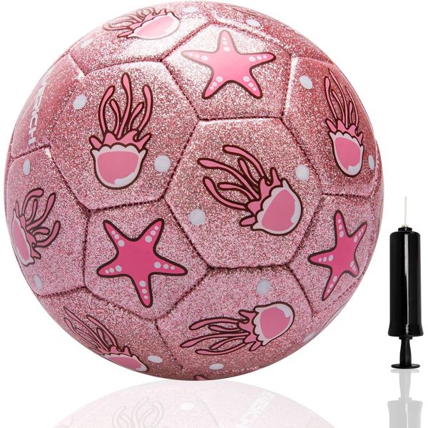 U&C Planet Kids Football Toddlers Football, Size 2 Footballs, Small Ball for Baby, Garden Balls Gift for Kids Boys Girls 1 2 3 4 5 6 Years Old Shining Pink Jellyfish