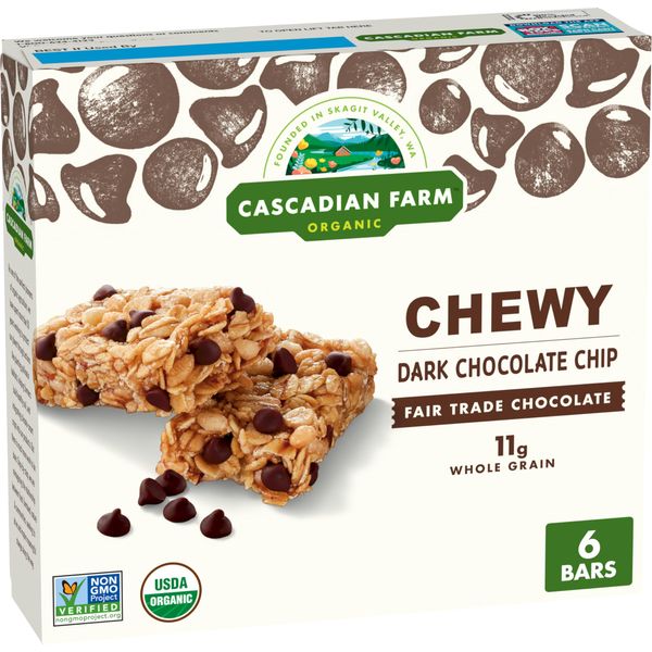 Cascadian Farm Organic Chocolate Chip Chewy Granola Bars, 6 Bars, 7.4 oz