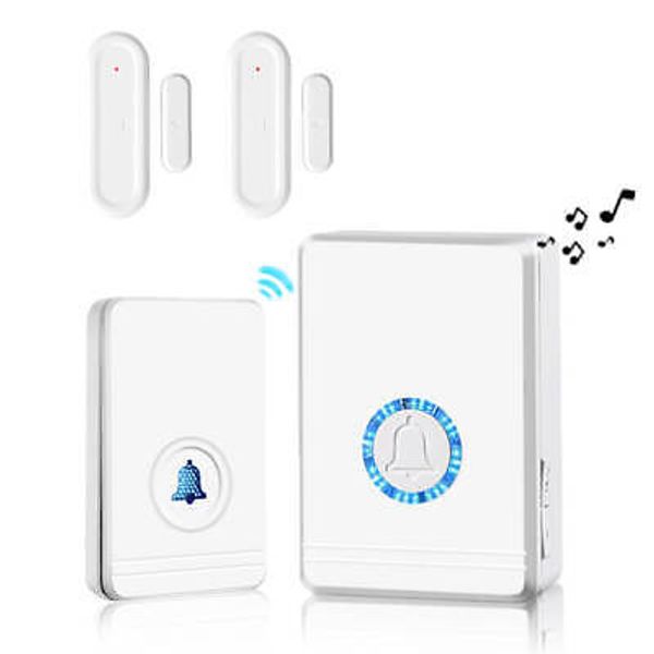 400m Wireless Doorbell Home Door bell Chime Alarm with 2x Door Magnetic Sensor