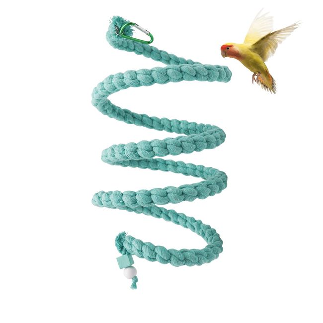 78.7 Inches Bird Spiral Rope Perch, Bird Rope Swing Perch, Bird Cage Stand Pole Accessories, Bird Standing Climbing Toy for Parrot Parakeet Budgies Lovebirds Cockatiels (78.7"/2 M)