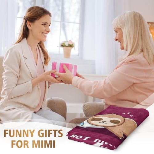 Funny Mimi Gifts for Grandma, Mimi is Charging Sloth Blanket 60" x 50", Mimi Birthday Gifts, Gift for Grandma from Grandkids, Super Soft Blanket for Grandmother