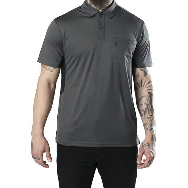 Barber Strong The Barber Polo, Men's Gray, Hair Repellent, Ultra Lightweight and Breathable Vented Mesh Side Panels, Moisture-Wicking 4-Way Stretch Fabric, 3X, Great for Pet Grooming