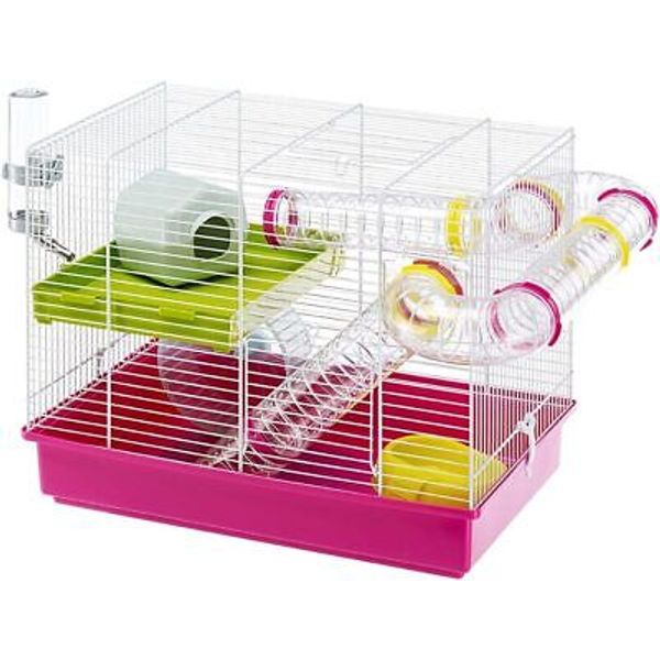 Ferplast Laura Small Hamster Cage | Fun & 18.1"L x 11.6"W x 14.8"H, White