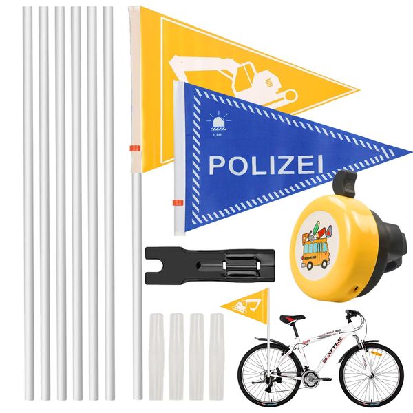 Galerie SV 2 Stück Fahrrad Wimpel,Fahrrad Fahne 200 cm Fahrradwimpel Verstellbare,Fahrradfahne für Kinder Reflektierender Fahrradfahnenwimpel Passend für Kinderfahrräder (Gelb+Blau)