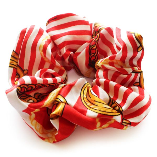 Marine Stripes Pattern Satin Scrunchie jewelvox (Jeweled Box) - red