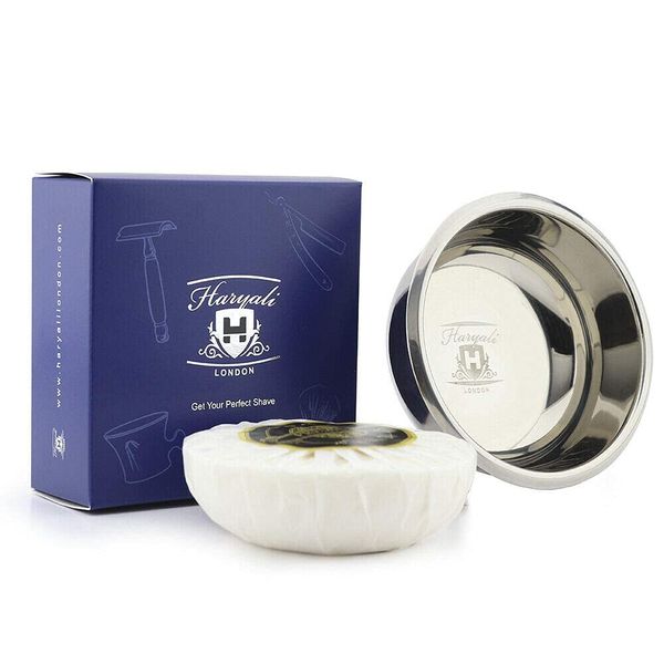 Stainless Steel Men Shaving Bowl with Shaving Soap Made of Natural Ingredients Long Lasting Fragrance Suitable for Everyday Use