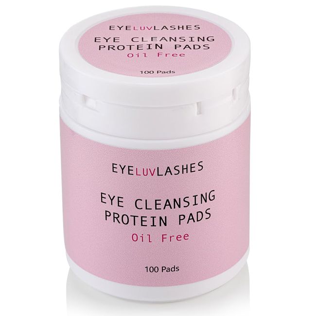 Lash Cleansing Protein Remover Pads suitable for Eyelash Extensions and natural lashes lint free pre-moistened wipes make up remover - 100 pads (1)