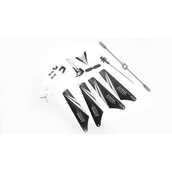 Full Set Replacement Parts for Syma S107C RC Helicopter with Camera, Main Blades, Main Shaft,Tail Decorations, Tail Props, Balance Bar, Gear Set,Connect Buckle -White Set-