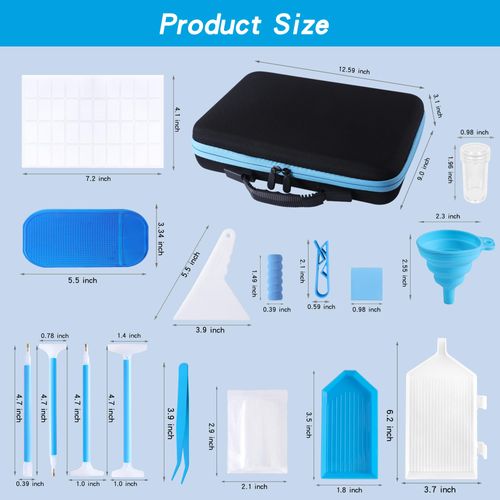 LYMUSUMI Diamond Art Storage Containers 60 Slots Diamond Painting Accessories and Tools Portable Bead Organizer Boxes for Adults（Blue）