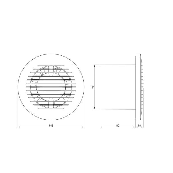 Armar Trading LTD Silent Round Bathroom Extractor Fan 100mm / 4" with Timer and Humidity Sensor - White