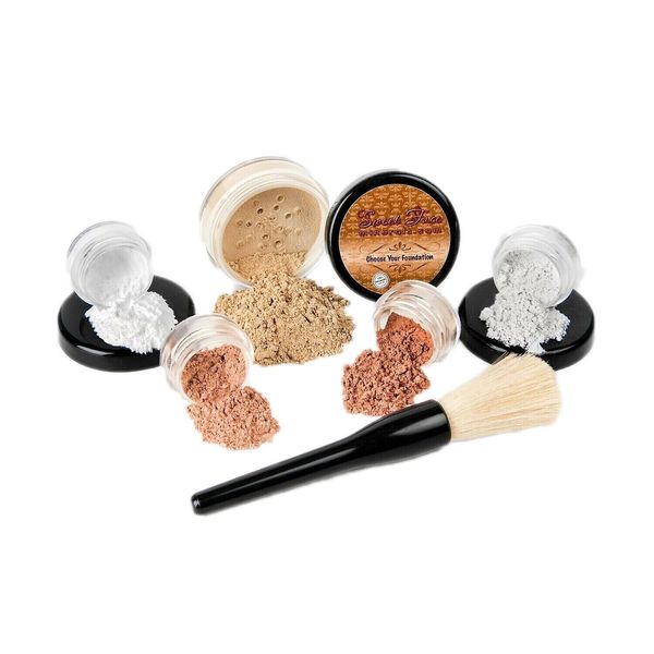 6 pc. STARTER KIT (BEIGE) Mineral Makeup Set Bare Skin Matte Foundation Cover