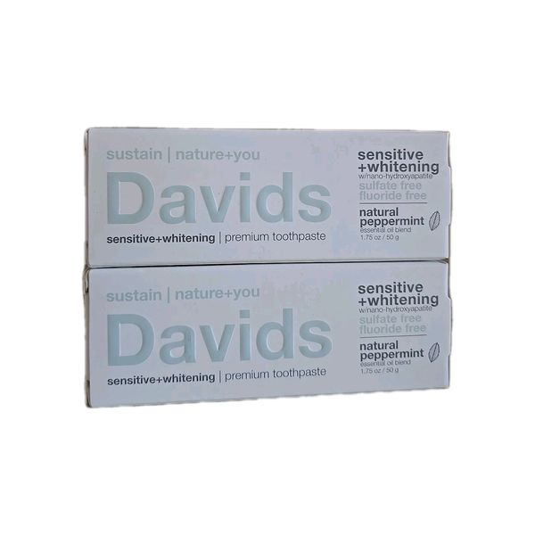 Davids SENSETIVE+WHITENING Toothpaste, Natural Peppermint 1.75 oz (2-Pack)