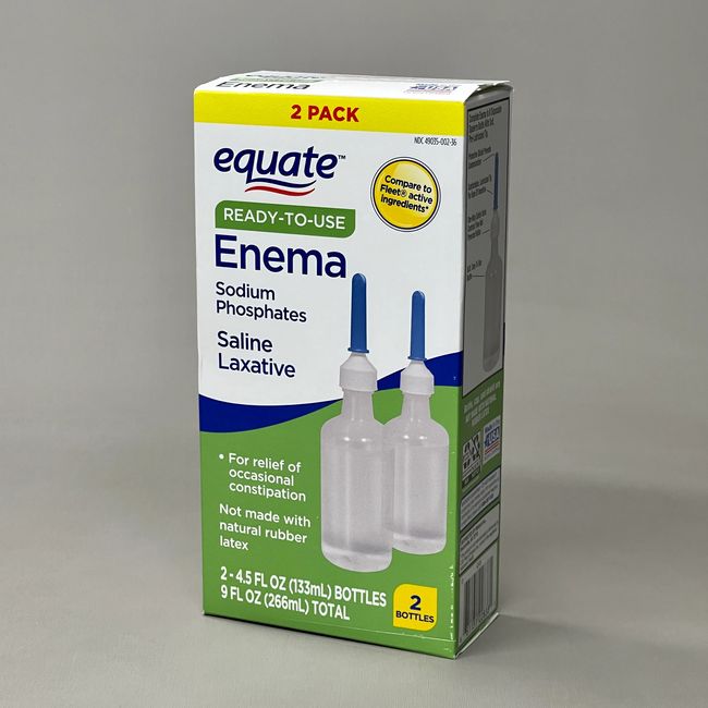 EQUATE 2-PACK Enema Sodium Phosphates Saline Laxative Bottles 4.5 fl oz 9/24 429