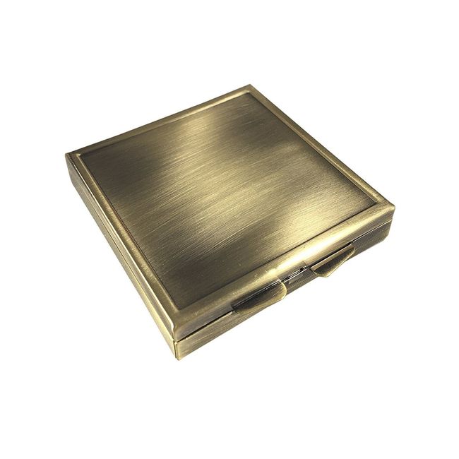 Classic Brass Daily Pocket Travel Size 4 Section Square Pill Box Case w/ Divider