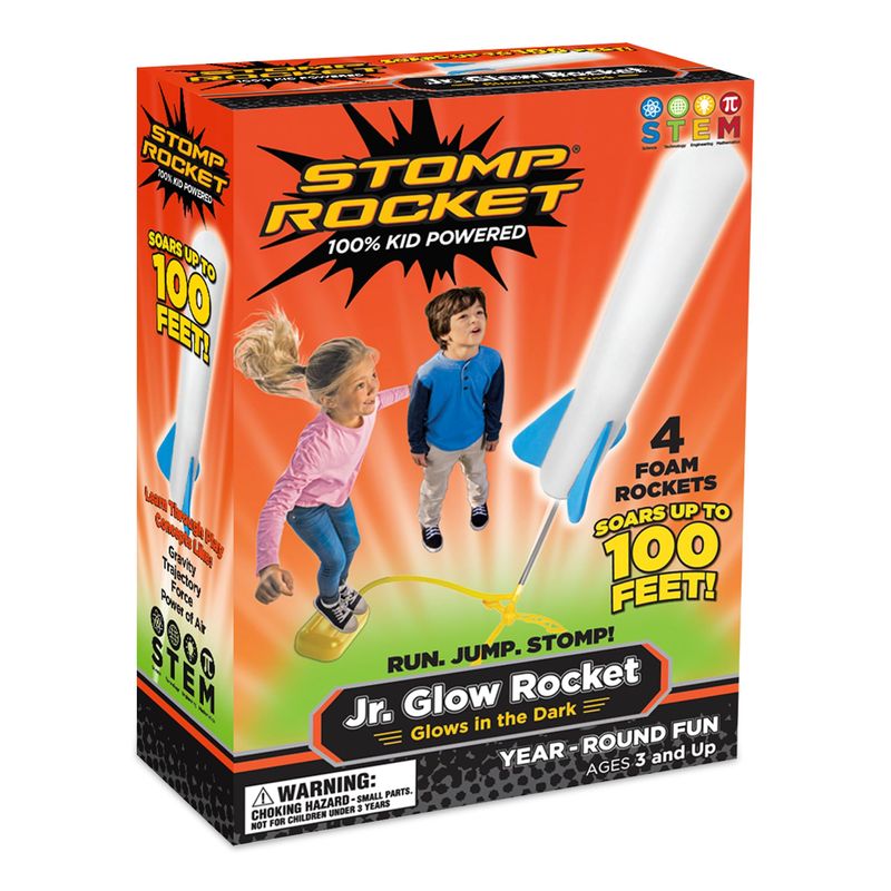 Stomp Rocket The Original Jr. Glow Rocket Launcher, 4 Foam Rockets and ...