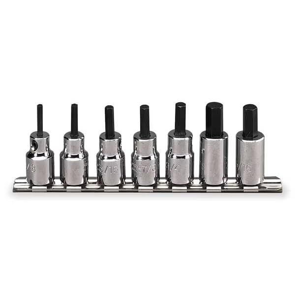 3/8" Drive Short Hex Bit Set, SAE, 7 pcs, Mfr: J4990-7ST-A