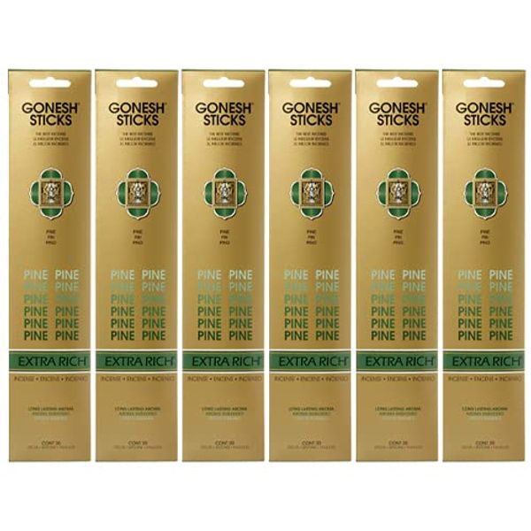 Gonesh Extra Rich Pine Incense Sticks, Pack of 20, Set of 6