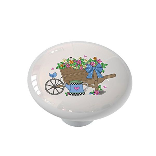 Gotham Decor Country Flower Wheelbarrow Ceramic Drawer Knob
