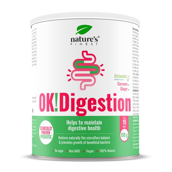 Nature's Finest by Nutrisslim OK!Digestion: Colon Cleanse & Digestive Enzyme Supplements for Gut Health, Inavea, Turmeric & Ginger Infused, Restores Microflora Balance, Natural, Vegan