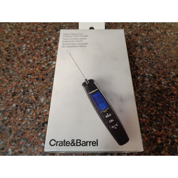 Crate & Barrel Folding Meat Thermometer Rapid Response Thermocouple Black New