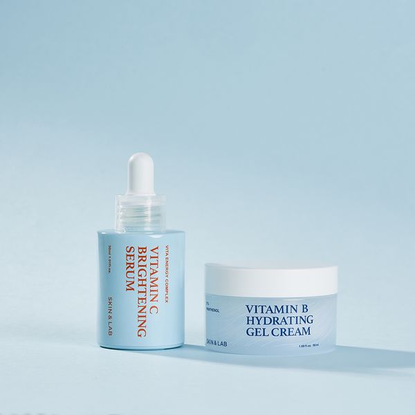 Skin &amp; Lab [Vegan] Vitamin C Brightening Serum 30ml + Vitamin B Hydrating Gel Cream 50ml 2-piece set