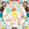 8 Pcs Easter Cookie Cutter Set, 3D Plastic Easter Eggs Bunny Cookie Cutters Rabbit Cookie Stamp for Easter Eggs Molds Biscuit Molds for Easter Baking DIY(Easter-8 pcs)