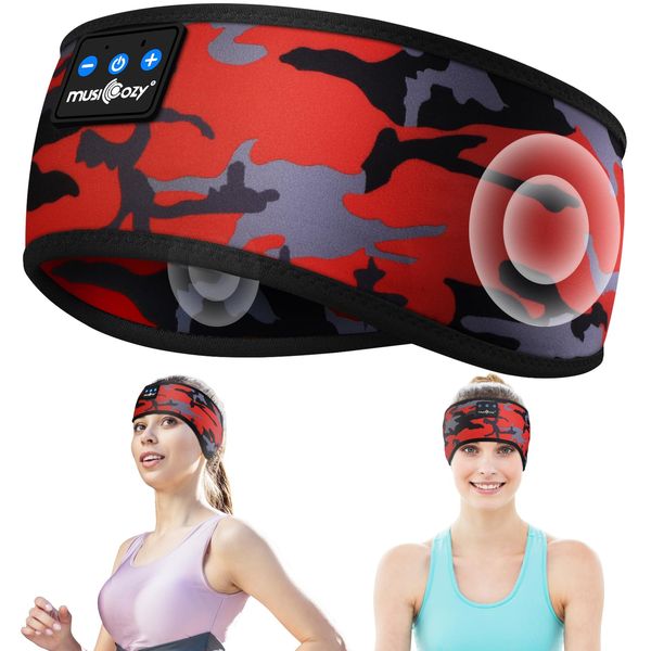 MUSICOZY Sleep Headphones Bluetooth Headband Headphones, Bluetooth Sports Wireless Earphones Sweat Resistant Earbuds Sleeping Headphone with Ultra-Thin HD Stereo Speaker for Workout Running