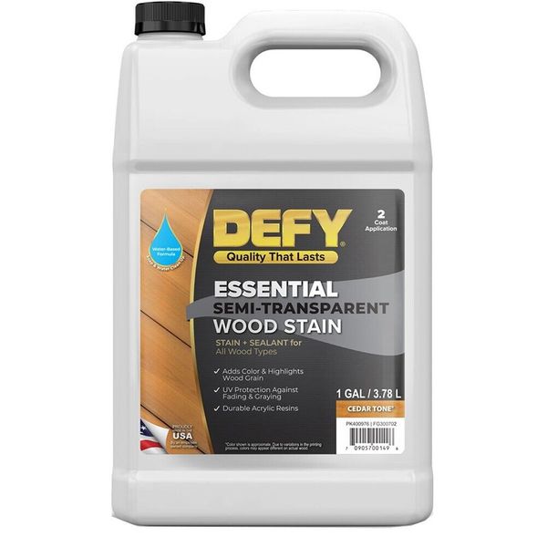 DEFY Essential Semi-Transparent Wood Stain Cedar Tone gal