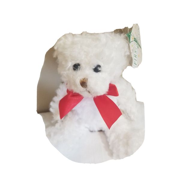 First Main Plush White Teddy Bear 7"