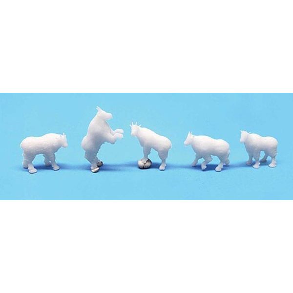 All Scale Miniatures 1600964 N Scale Mountain Goats Unpainted 3D Printed pkg(5)