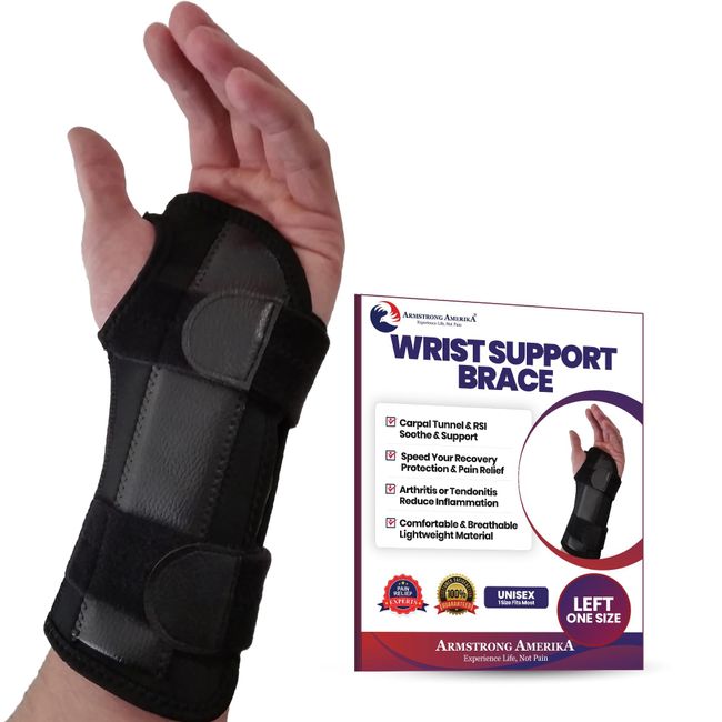 Carpal Tunnel Wrist Brace Night Support - Wrist Splint Arm Stabilizer & Hand Brace for Carpal Tunnel Syndrome Pain Relief with Compression Sleeve for Forearm or Wrist Tendonitis Pain (Left)